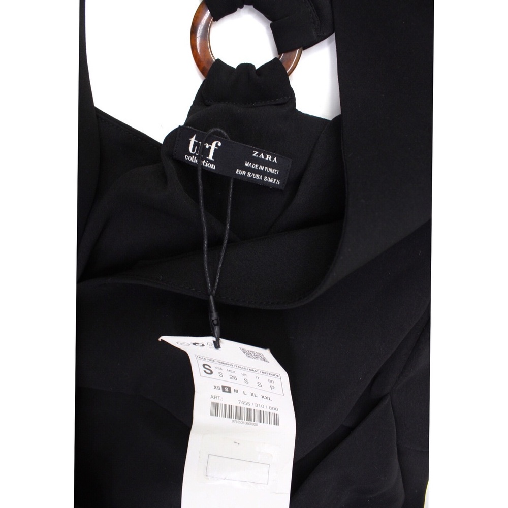 NWT Zara Black Crossover Wrap Dress Small - Picture 4 of 4